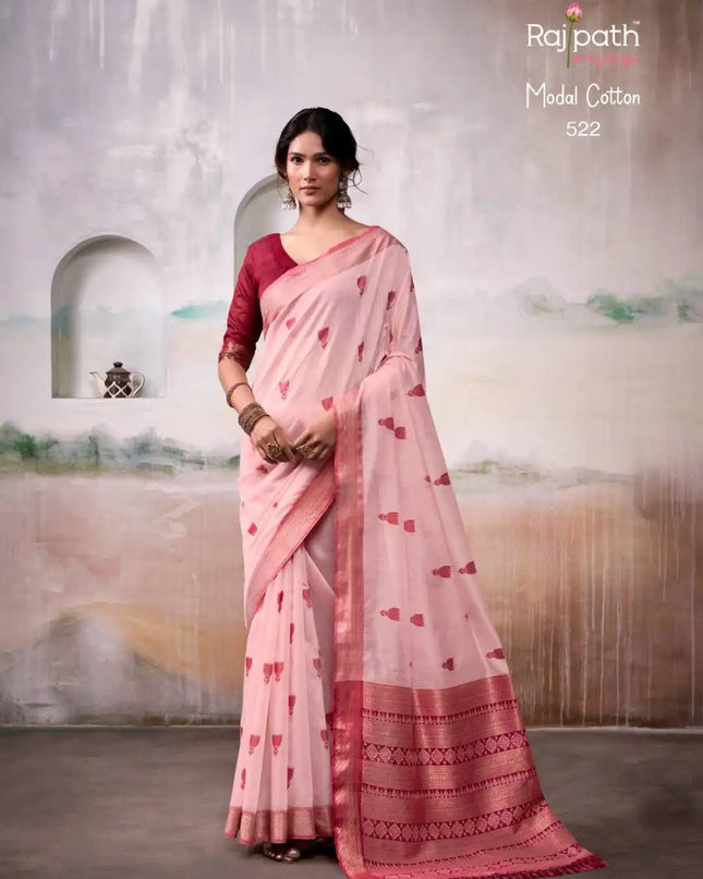 Rajpath Aqua Silk Modal Cotton Sari 522