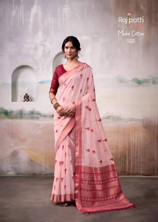 Rajpath Aqua Silk Modal Cotton Sari 522