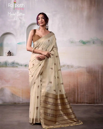 Rajpath Aqua Silk Modal Cotton Sari 523