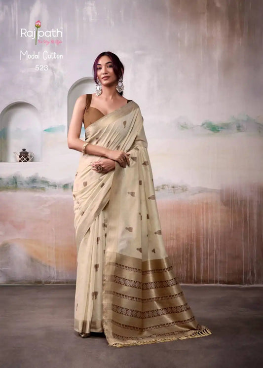 Rajpath Aqua Silk Modal Cotton Sari 523