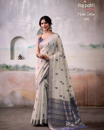 Rajpath Aqua Silk Modal Cotton Sari 525