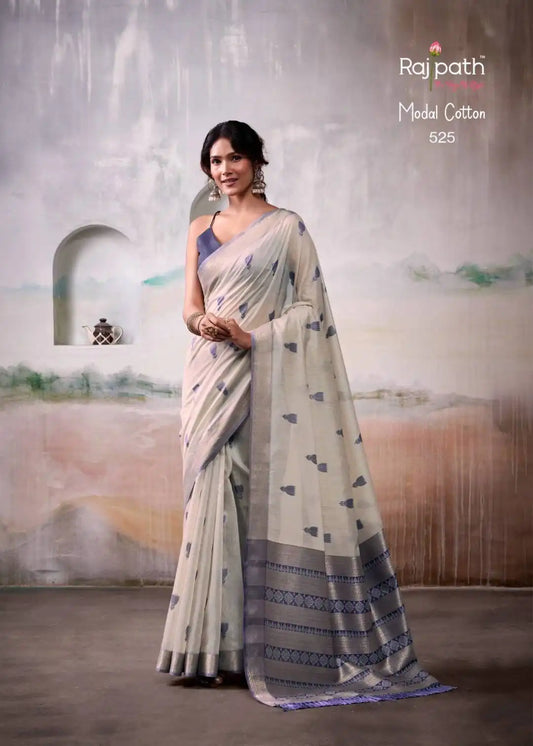 Rajpath Aqua Silk Modal Cotton Sari 525