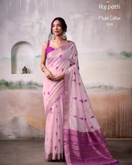 Rajpath Aqua Silk Modal Cotton Sari 524