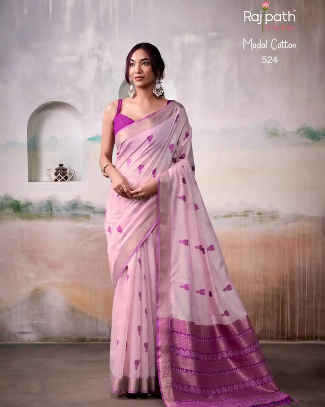 Rajpath Aqua Silk Modal Cotton Sari 524