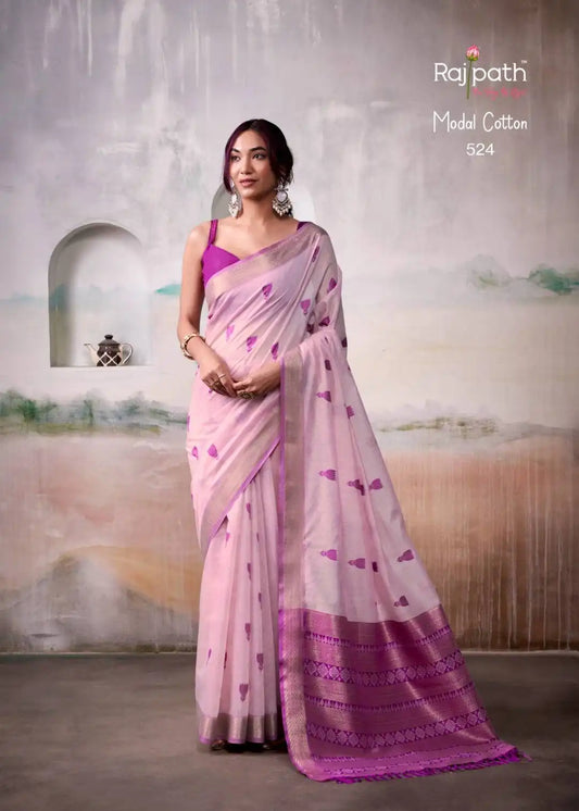 Rajpath Aqua Silk Modal Cotton Sari 524