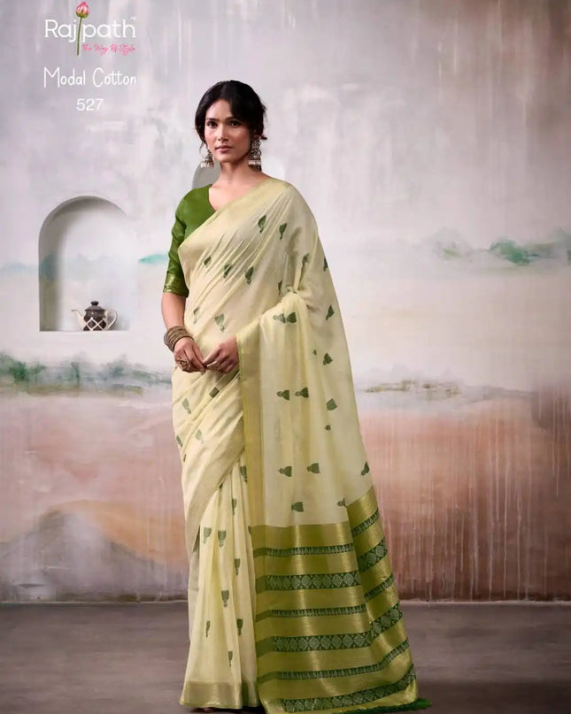 Rajpath Aqua Silk Modal Cotton Sari 527
