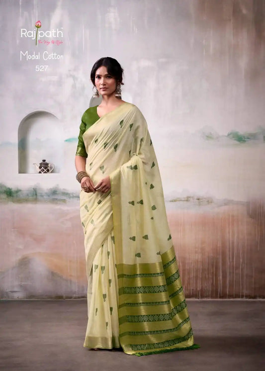Rajpath Aqua Silk Modal Cotton Sari 527