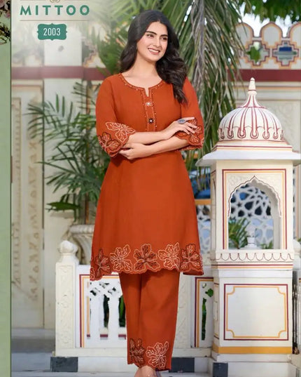 Mittoo Krivaa Viscose Weaving Thread Work Co Ord Set Design