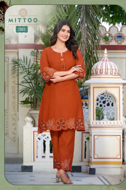 Mittoo Krivaa Viscose Weaving Thread Work Co Ord Set Design