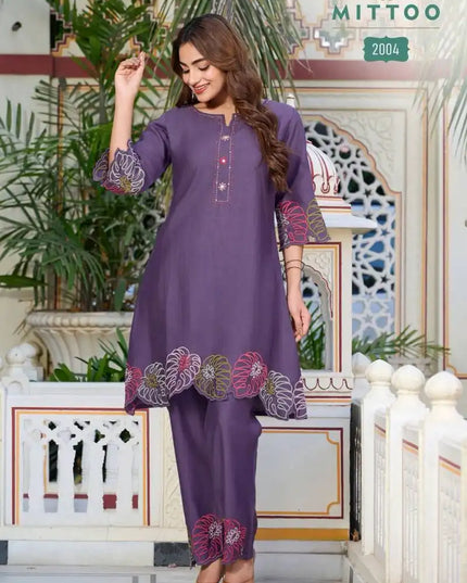 Mittoo Krivaa Viscose Weaving Thread Work Co Ord Set Collections