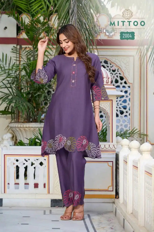 Mittoo Krivaa Viscose Weaving Thread Work Co Ord Set Collections