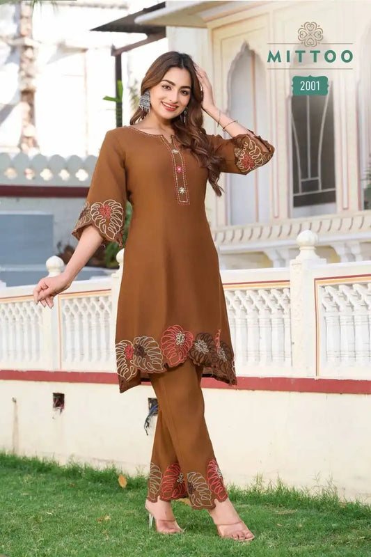 Mittoo Krivaa Viscose Weaving Co Ord Set Embroidery Work