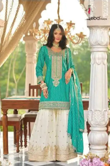 Eba Seerat Chinon Digital Printed Sharara Suit Festival Collection