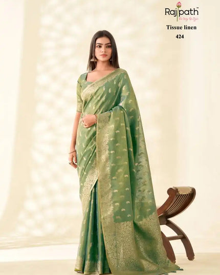 Rajpath Kanvas Silk Tissue Linen Fancy Sarees Collection 424