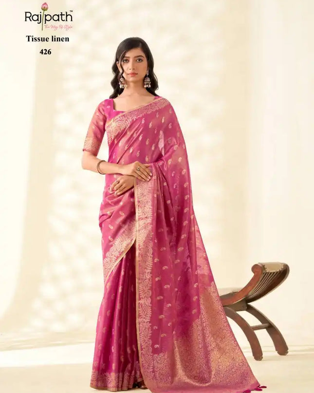 Rajpath Kanvas Silk Tissue Linen Fancy Sarees Collection 426