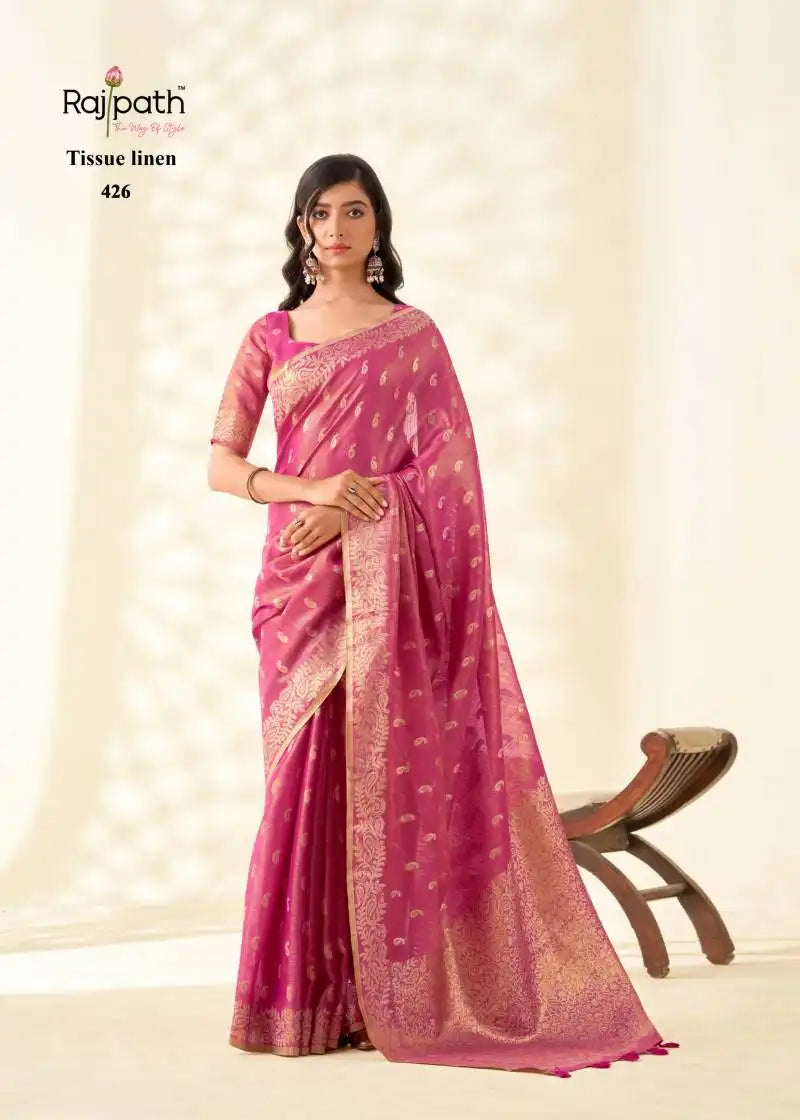 Rajpath Kanvas Silk Tissue Linen Fancy Sarees Collection 426