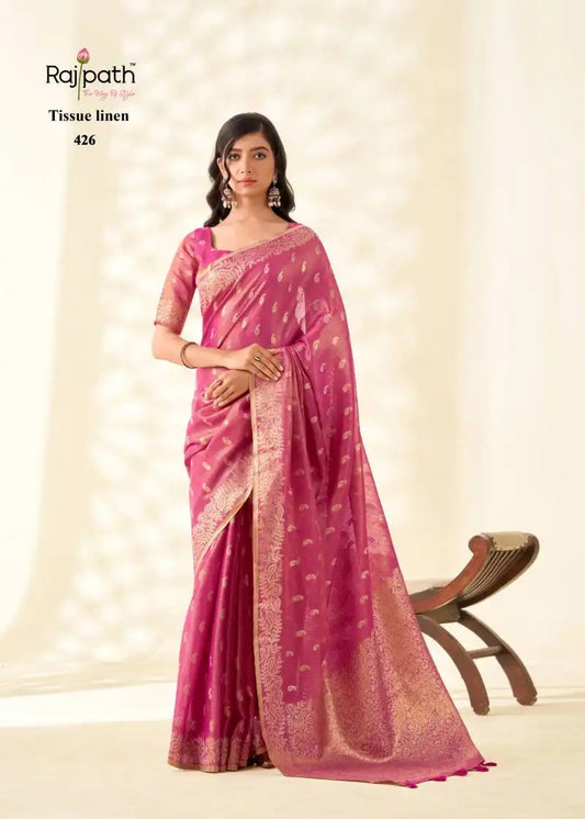 Rajpath Kanvas Silk Tissue Linen Fancy Sarees Collection 426