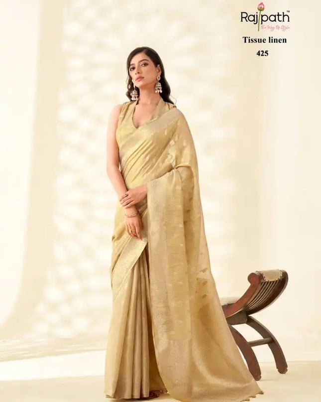 Rajpath Kanvas Silk Tissue Linen Fancy Sarees Collection 425