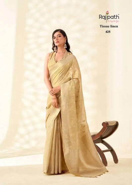 Rajpath Kanvas Silk Tissue Linen Fancy Sarees Collection 425
