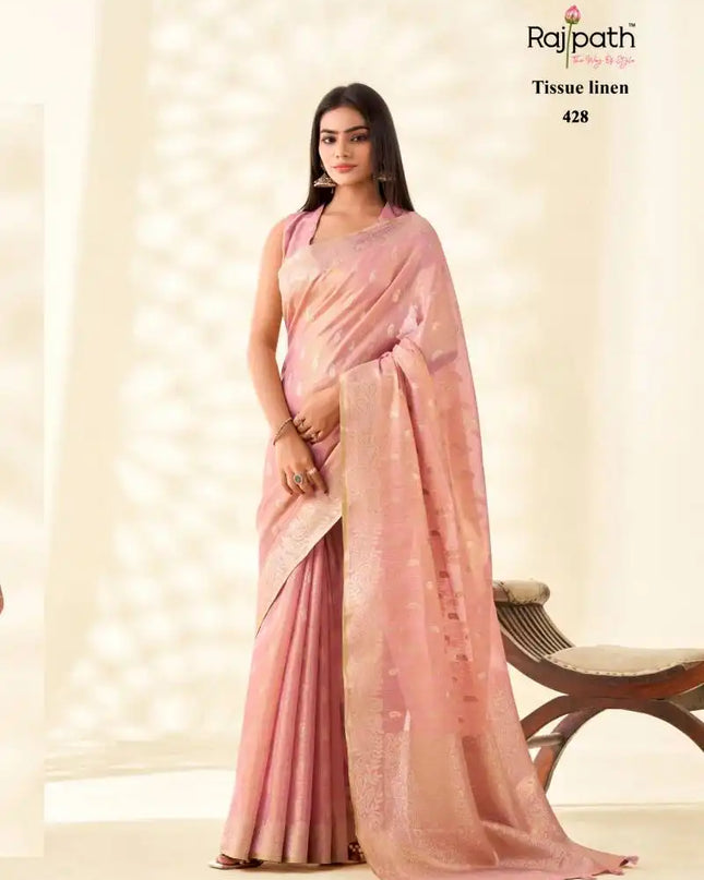 Rajpath Kanvas Silk Tissue Linen Fancy Sarees Collection 428