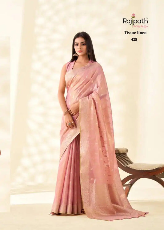 Rajpath Kanvas Silk Tissue Linen Fancy Sarees Collection 428