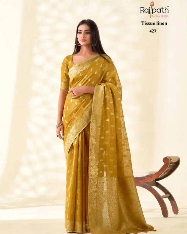 Rajpath Kanvas Silk Tissue Linen Fancy Sarees Collection 427