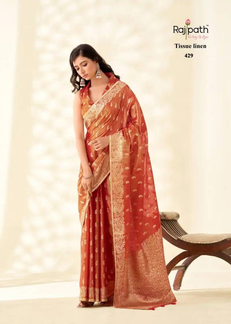 Rajpath Kanvas Silk Tissue Linen Fancy Sarees Collection 429