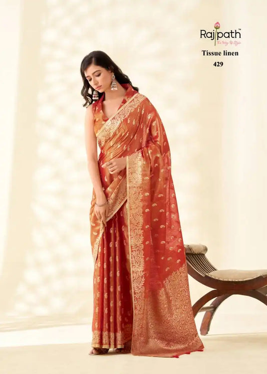 Rajpath Kanvas Silk Tissue Linen Fancy Sarees Collection 429
