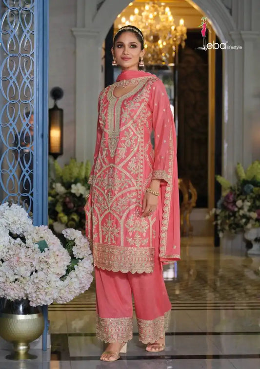 Eba Sitaaray Chinon With Embroidery Kurti pant Dupatta Collection