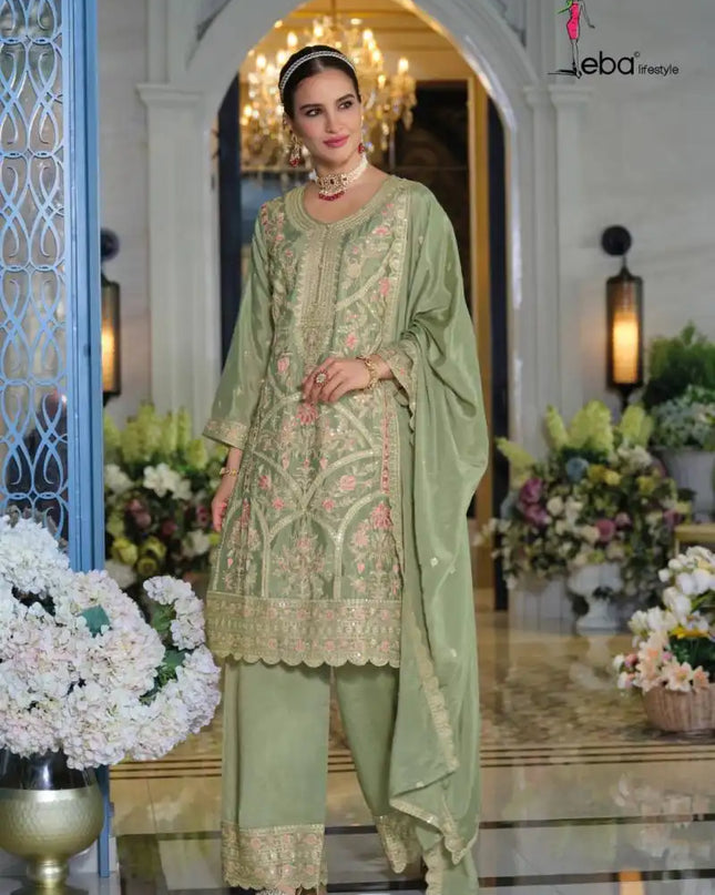 Eba Sitaaray Chinon With Embroidery Ready Made Suits Design