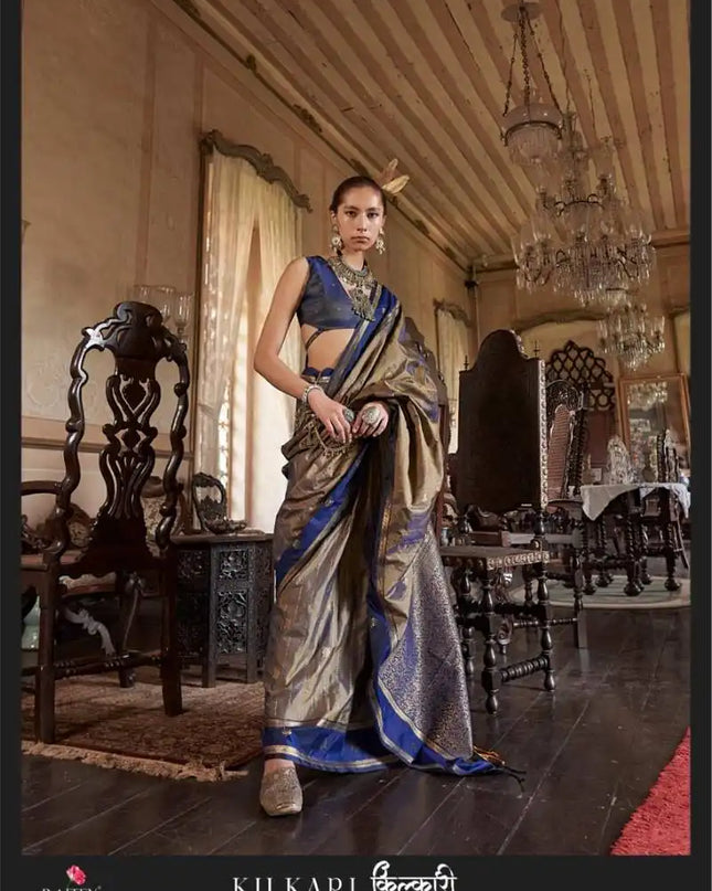 Rajtex Kilkari Tussar Silk Weaving Fancy Saree 417002