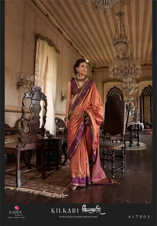 Rajtex Kilkari Tussar Silk Weaving Fancy Saree 417003