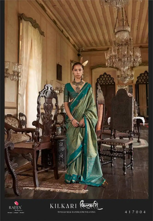 Rajtex Kilkari Tussar Silk Weaving Fancy Saree 417004