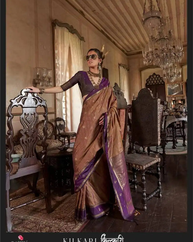 Rajtex Kilkari Tussar Silk Weaving Fancy Saree 417005
