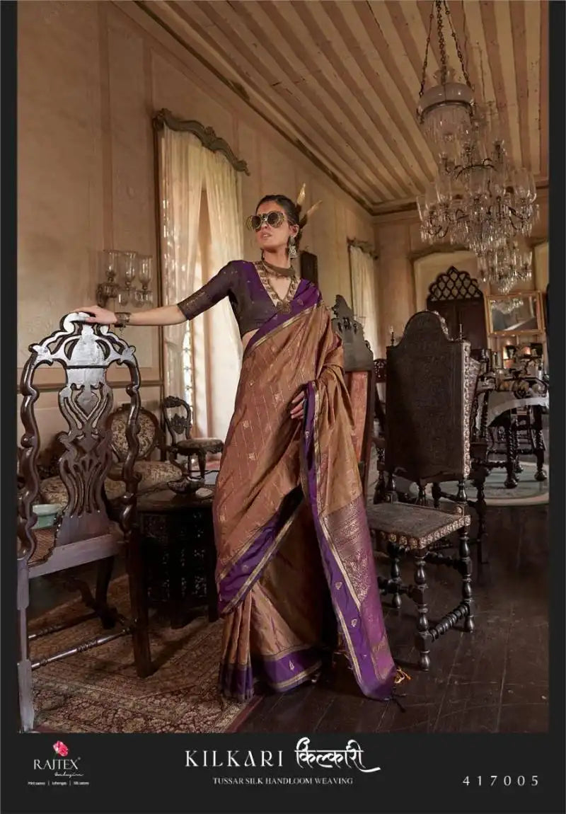 Rajtex Kilkari Tussar Silk Weaving Fancy Saree 417005