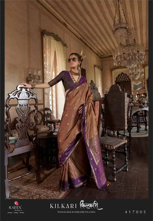 Rajtex Kilkari Tussar Silk Weaving Fancy Saree 417005