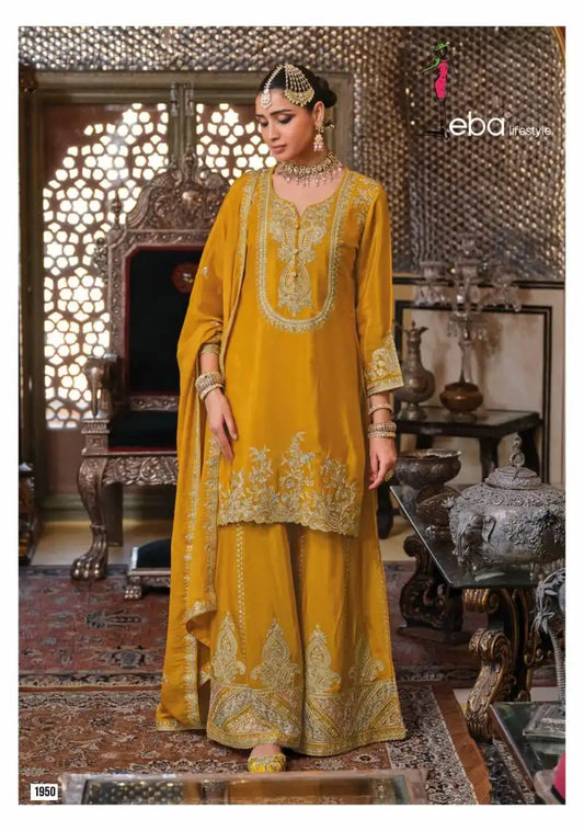Eba Chalini Chinon Sharara Salwar Suit With Embroidery Collection