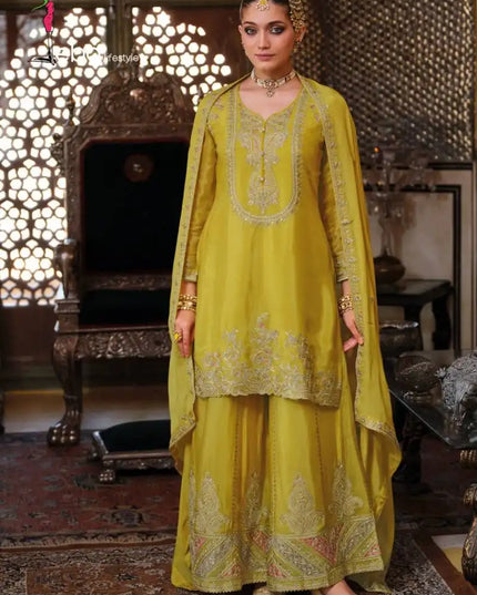 Eba Chalini Chinon With Embroidery Sharara Ready Made Suits