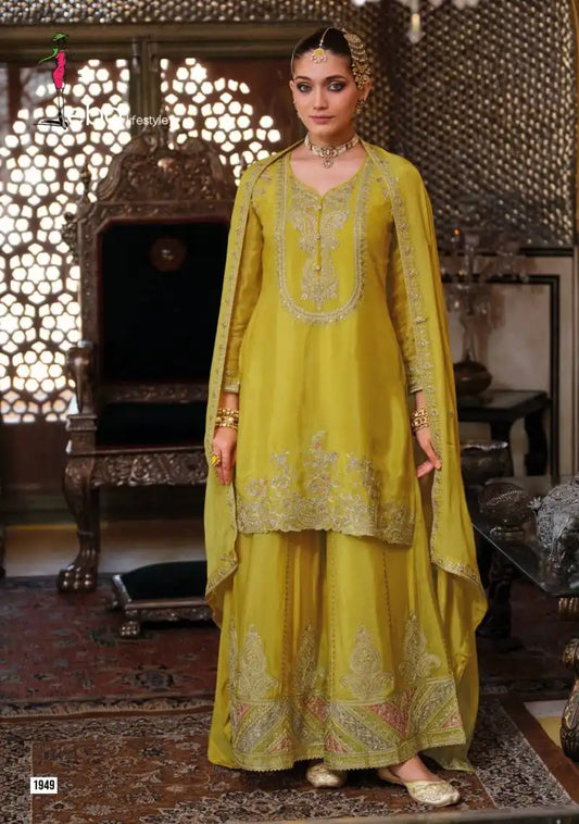 Eba Chalini Chinon With Embroidery Sharara Ready Made Suits