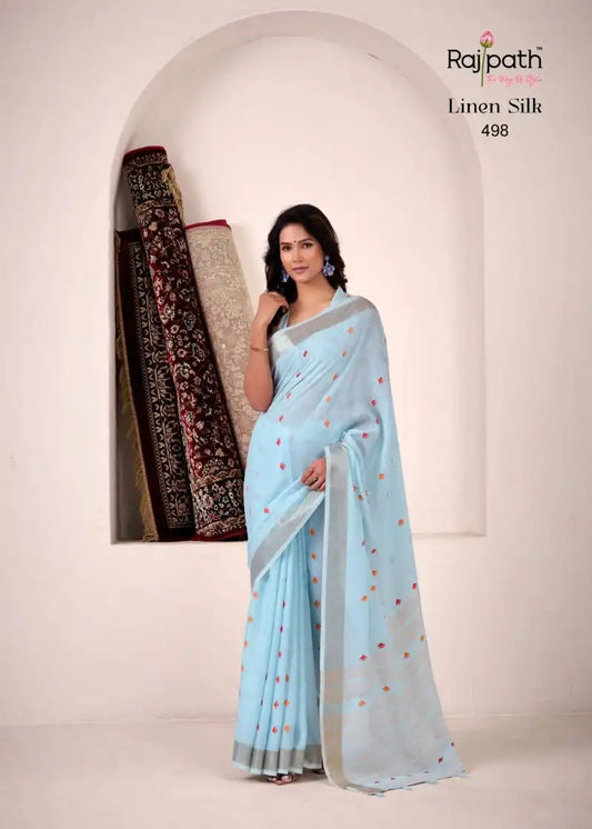 Rajpath Pirana Silk Linen Silk Fancy Sarees 498