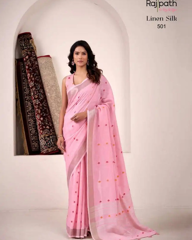 Rajpath Pirana Silk Linen Silk Fancy Sarees 501