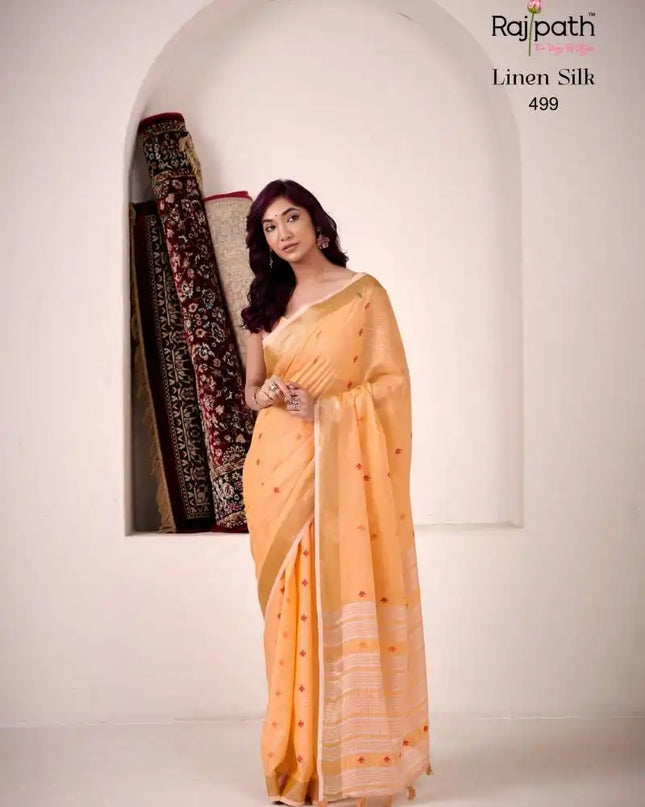 Rajpath Pirana Silk Linen Silk Fancy Sarees 499