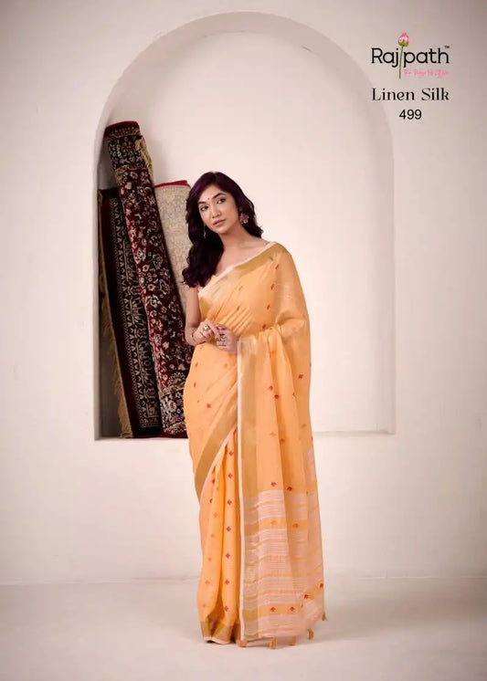 Rajpath Pirana Silk Linen Silk Fancy Sarees 499