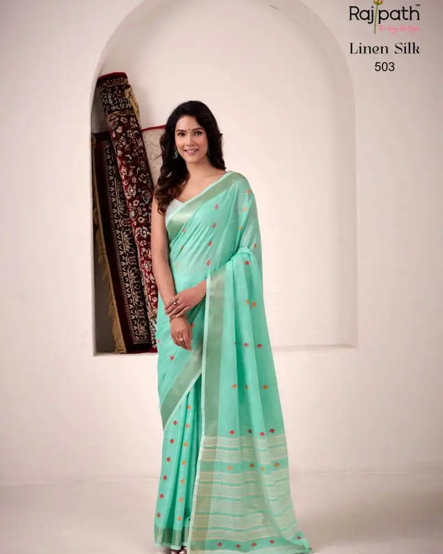 Rajpath Pirana Silk Linen Silk Fancy Sarees 503