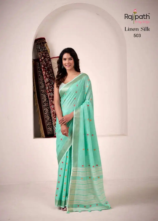 Rajpath Pirana Silk Linen Silk Fancy Sarees 503