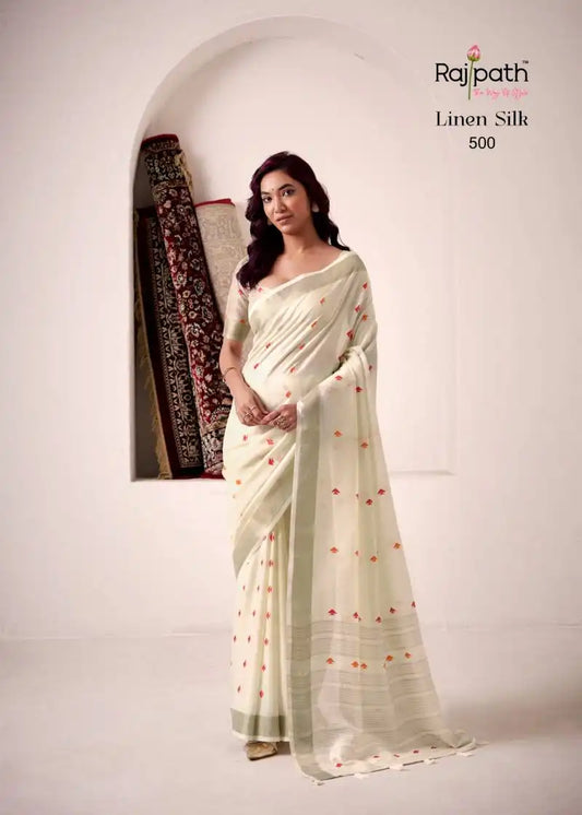 Rajpath Pirana Silk Linen Silk Fancy Sarees 500