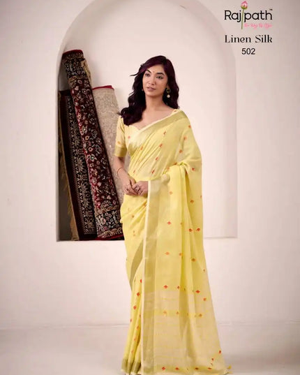 Rajpath Pirana Silk Linen Silk Fancy Sarees  502