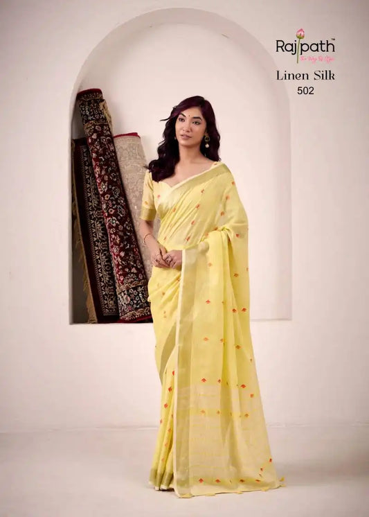 Rajpath Pirana Silk Linen Silk Fancy Sarees  502
