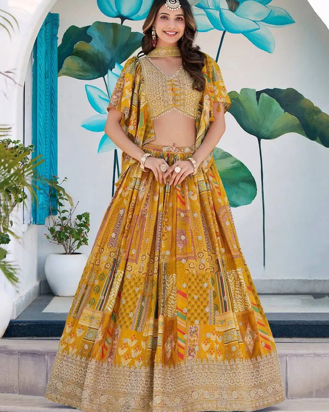 Zeel 7050 Yellow Designer Chinon Lehenga Choli 2025