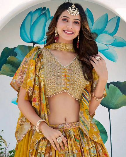 Zeel 7050 Yellow Designer Chinon Lehenga Choli 2025